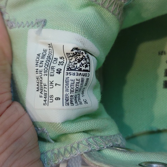 Women's Converse All Star Double Tongue Gray Mint Green Low Top Canvas Shoes - Picture 11 of 13